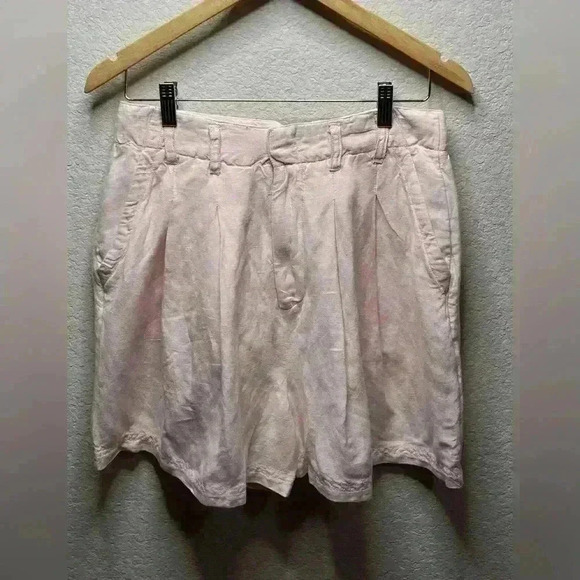 Free People Calla Pleated Linen Blend Trouser Shorts Pink Size 6  NWT - Picture 3 of 7